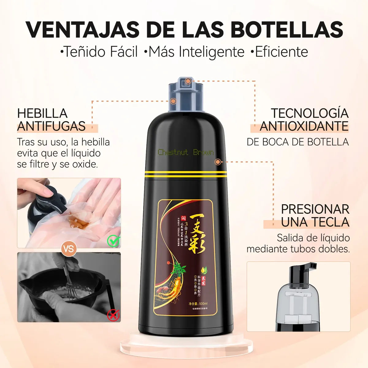 Shampoo Tinte Instantáneo Cubre Canas 500ml