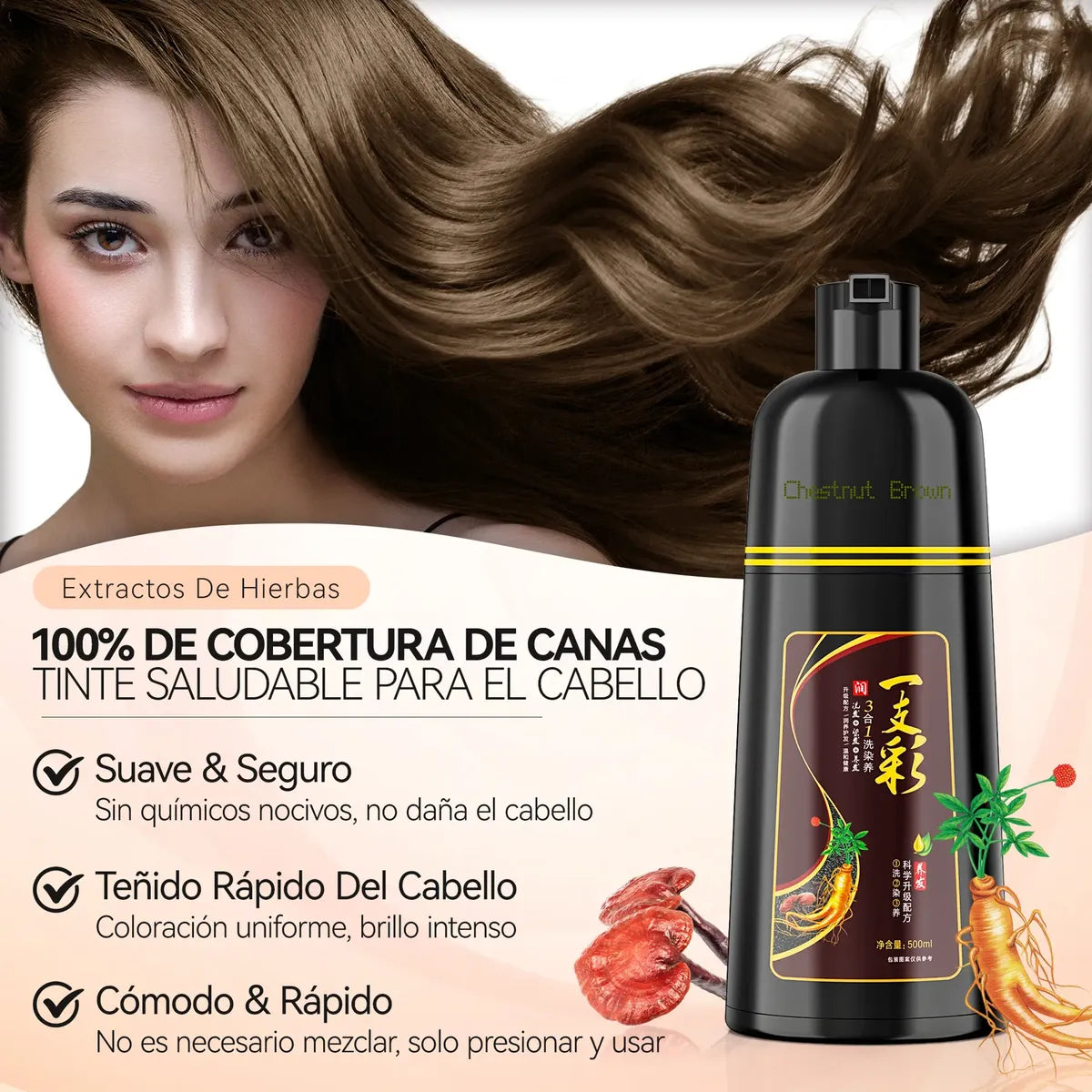 Shampoo Tinte Instantáneo Cubre Canas 500ml